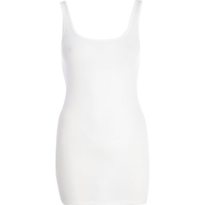 White scoop neck longline vest top